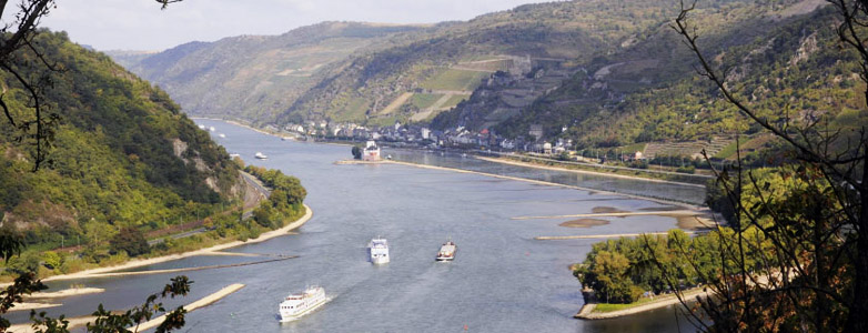 Der Rhein mit Kaub im Hintergrund